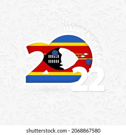 Happy New Year 2022 for Swaziland on snowflake background. Greeting Swaziland with new 2022 year.