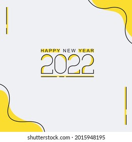 Feliz año nuevo 2022 diseño de plantilla imagen vectorial, diseño minimalista amarillo