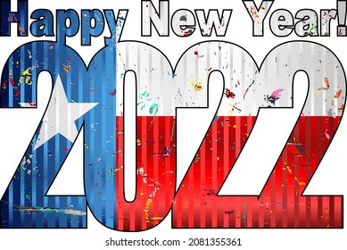 Happy New Year 2022 with Texas flag inside - Illustration,
2022 HAPPY NEW YEAR NUMERALS, 
2022 Texas Flag Numbers