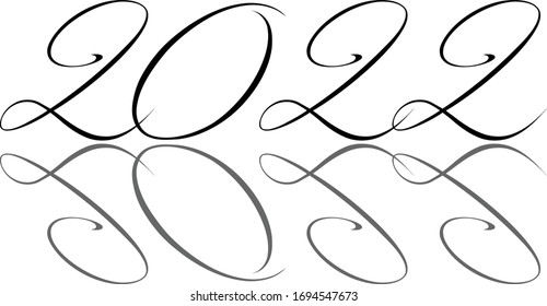 Happy  new year 2022 text sign illustration on white background 