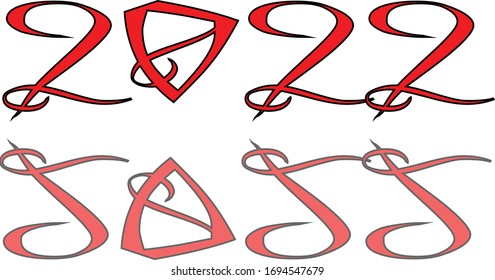Happy  new year 2022 text sign illustration on white background 