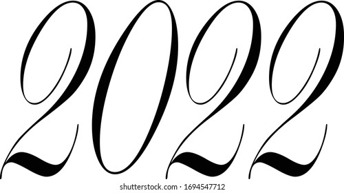 Happy  new year 2022 text sign illustration on white background 