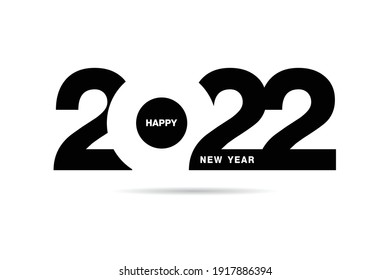 Feliz diseño de texto de Año Nuevo 2022. para plantilla de diseño de folleto, tarjeta, banner. Ilustración vectorial. Aislado sobre fondo blanco.