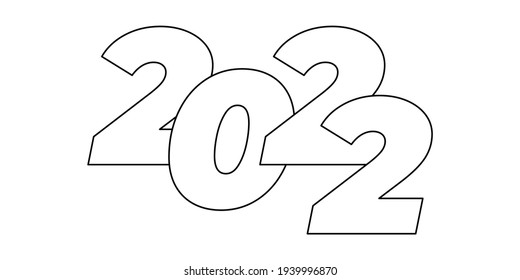 Happy New Year 2022 text design. Cover of business diary for 2022 with wishes. Brochure design template, card, banner. Vector illustration. Isolated on white background