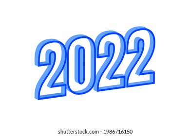 Happy New Year 2022 text design. Cover of business diary for 2022with wishes. Brochure design template, card, banner. Vector illustration. Isolated on white background.