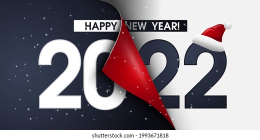 Happy New Year 2022 text design. 2022 letter for Brochure design template, card with a curved edge, banner Isolated on white background