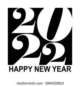 Happy New Year 2022 text design. for Brochure design template, card, banner. Vector illustration. Isolated on white background.