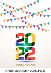 Happy new year 2022 Text Design vector.