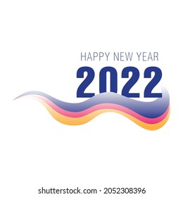 Happy New Year 2022 text design. Cover of business diary for 2022with wishes. Brochure design template, card, banner. Vector illustration. Isolated on white background.