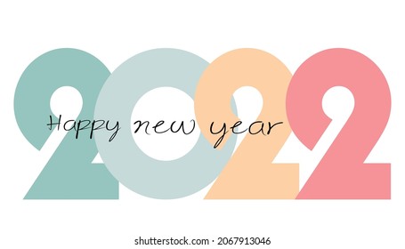 Feliz Año Nuevo 2022 diseño de texto.banner. Ilustración vectorial. Aislado sobre fondo blanco.
