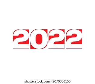 Happy New Year 2022 Text Design. 2022 Number logo design for Brochure design template, card, banner Isolated on white background. Vector illustration