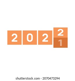 Happy New Year 2022 text design. Cover of business diary for 2022with wishes. Brochure design template, card, banner. Vector illustration. Isolated on white background.	