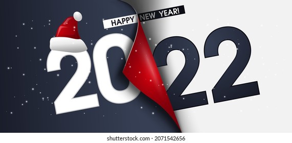 Happy New Year 2022 text design. for Brochure design template, card, banner. Vector illustration. Isolated on white background.