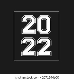 Happy New Year 2022 text design, Brochure design template, card, banner. Vector illustration. Isolated on white background.