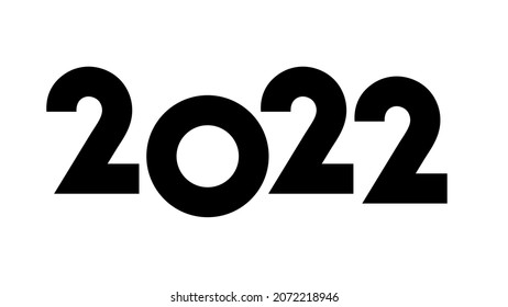 Happy new year 2022 text design. Design for calendar, greeting cards or print. Isolated vector illustration on white background.