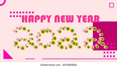 happy new year 2022 text vector illustration