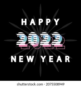 Feliz Año Nuevo 2022 diseño de texto, plantilla de diseño de folleto, tarjeta, cartel, diseño sobre fondo negro,