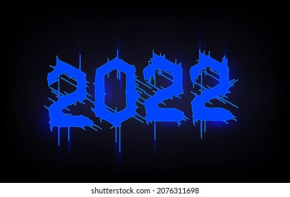 Feliz diseño de texto de Año Nuevo 2022. para plantilla de diseño de folleto, tarjeta, banner. Ilustración vectorial.