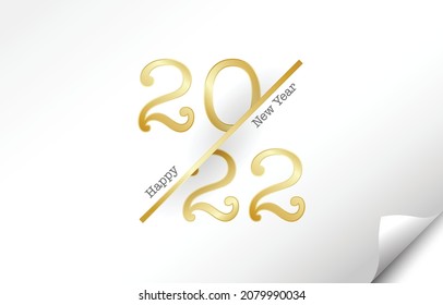 Happy New Year 2022 text design. for Brochure design template, card, banner. Vector illustration. Isolated on white background.