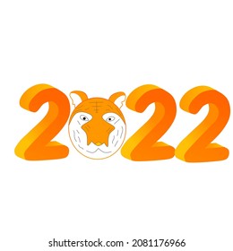 Feliz Año Nuevo 2022 diseño de texto con tacto de tigre