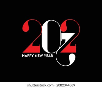 Happy New Year 2022 Text Typography Design Patter, Vector illustration.