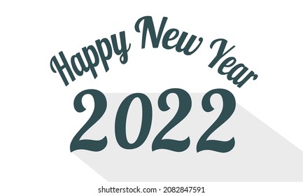 Happy New Year 2022 text design. template, card, banner design with shadow.  Vector illustration.  Isolated on a white background