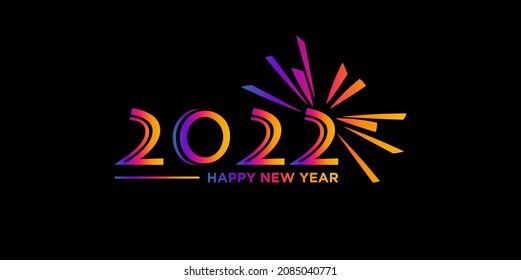 Happy new year 2022 text typography concept