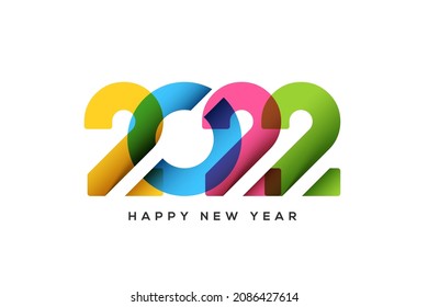 Happy New Year 2022 text typography design with different colors, vector illustration