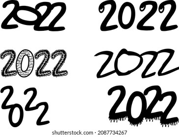 Happy New Year 2022 text design for Brochure design template, card, banner. Vector illustration. Isolated on white background.