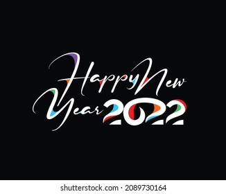 Happy New Year 2022 Text Typography Design Patter, Vector illustration.