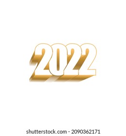 Happy New Year 2022 text design. Happy new year card for 2022 with main big numbers. Brochure design template, card, banner. Vector illustration.