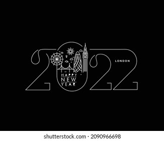 Happy New Year 2022 Text Typography Design Patter, Vector ilustración.