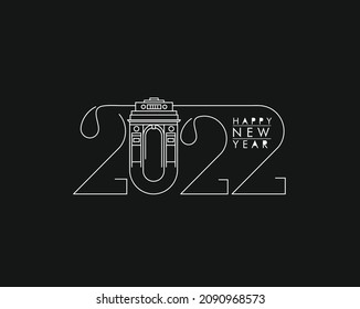 Happy New Year 2022 Text Typography Design Patter, Vector ilustración.