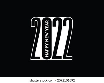 Happy New Year 2022 Text Typography Design Patter, Vector illustration.