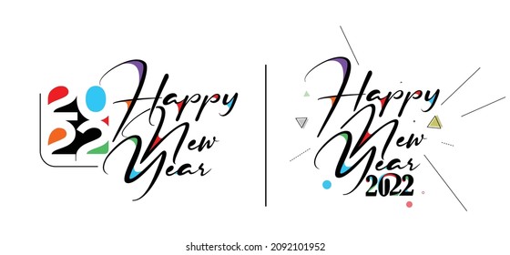 Happy New Year 2022 Text Typography Design Patter, Vector illustration.