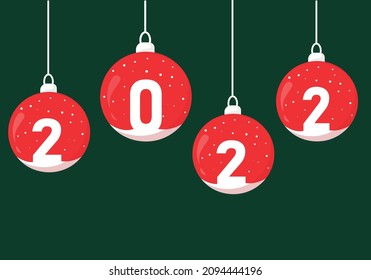 Happy New Year 2022 text design. Cover of business diary for 2022 with wishes. Brochure design template, card, banner. Vector illustration. Isolated on white background.	