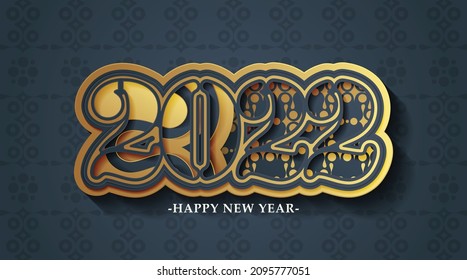 Happy New Year 2022 Text Ornament Design Pattern