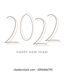 Feliz diseño de texto de Año Nuevo 2022. Portada del diario de negocios para 2022 con deseos. Plantilla de diseño de folleto, tarjeta, cartel. Ilustración vectorial. Aislado sobre fondo blanco.