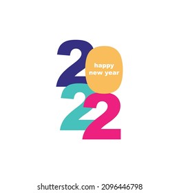 Happy New Year 2022 text design. Cover of business diary for 2022 with wishes. Brochure design template, card, banner. Vector illustration. Isolated on white background.