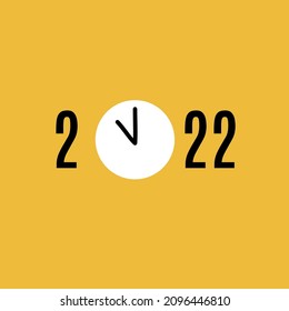 Happy New Year 2022 text design. Cover of business diary for 2022 with wishes. Brochure design template, card, banner. Vector illustration. Isolated on white background.