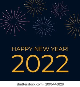 Happy New Year 2022 text design. Cover of business diary for 2022 with wishes. Brochure design template, card, banner. Vector illustration. Isolated on white background.