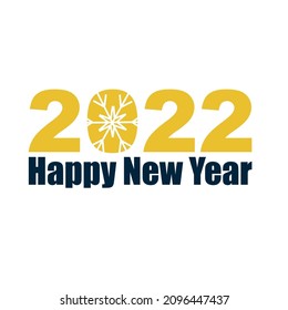 Happy New Year 2022 text design. Cover of business diary for 2022 with wishes. Brochure design template, card, banner. Vector illustration. Isolated on white background.