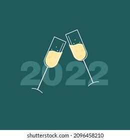 Happy New Year 2022 text design. Cover of business diary for 2022 with wishes. Brochure design template, card, banner. Vector illustration. Isolated on white background.