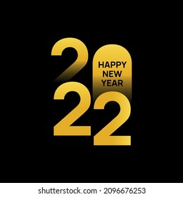 Happy New Year 2022 text design. Cover of business diary for 2022 with wishes. Brochure design template, card, banner. Vector illustration. Isolated on white background.