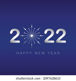 Happy New Year 2022 text design. Cover of business diary for 2022 with wishes. Brochure design template, card, banner. Vector illustration. Isolated on white background.	