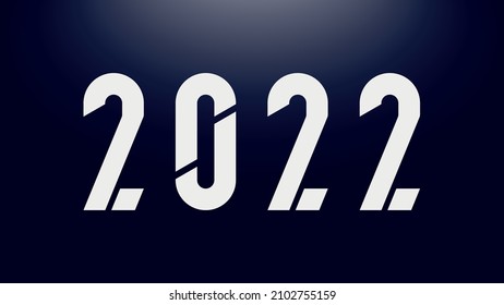 happy new year 2022 text number design. flat cosmic style. dark blue gradient.for greeting card, brochure, poster, flyer.