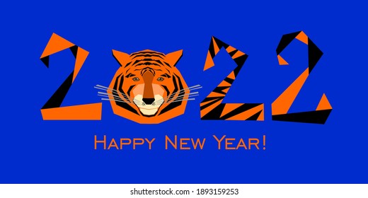 Happy New Year 2022, The year of Tiger in China and Eastern Asia, Constellation symbol for greetings card, invitation, posters, brochure, calendar. Decorate numbers 2022 with Tiger Vector illustration