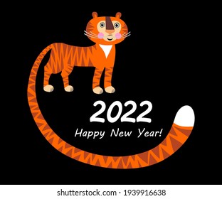 Happy New Year 2022, The year of Tiger in China and Eastern Asia, Constellation symbol for greetings card, invitation, posters, brochure, calendar. Decorate 2022 numbers with Tiger. Vector illustration