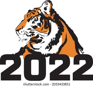 Happy new year 2022 year of tiger  brochure, banner, invitation card, vector illustration Isolated on white background.