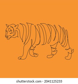 Happy new year 2022 year of the tiger, line art character. One Line Tiger 